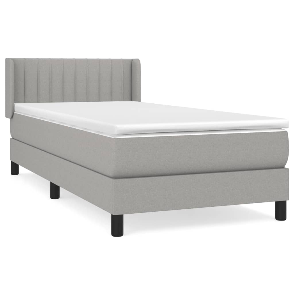 Box spring krevet s madracem svjetlosivi 90x190 cm od tkanine