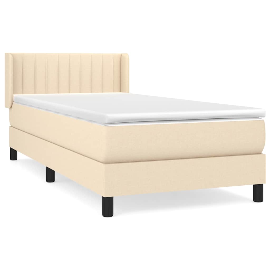 Krevet s oprugama i madracem krem 100 x 200 cm od tkanine