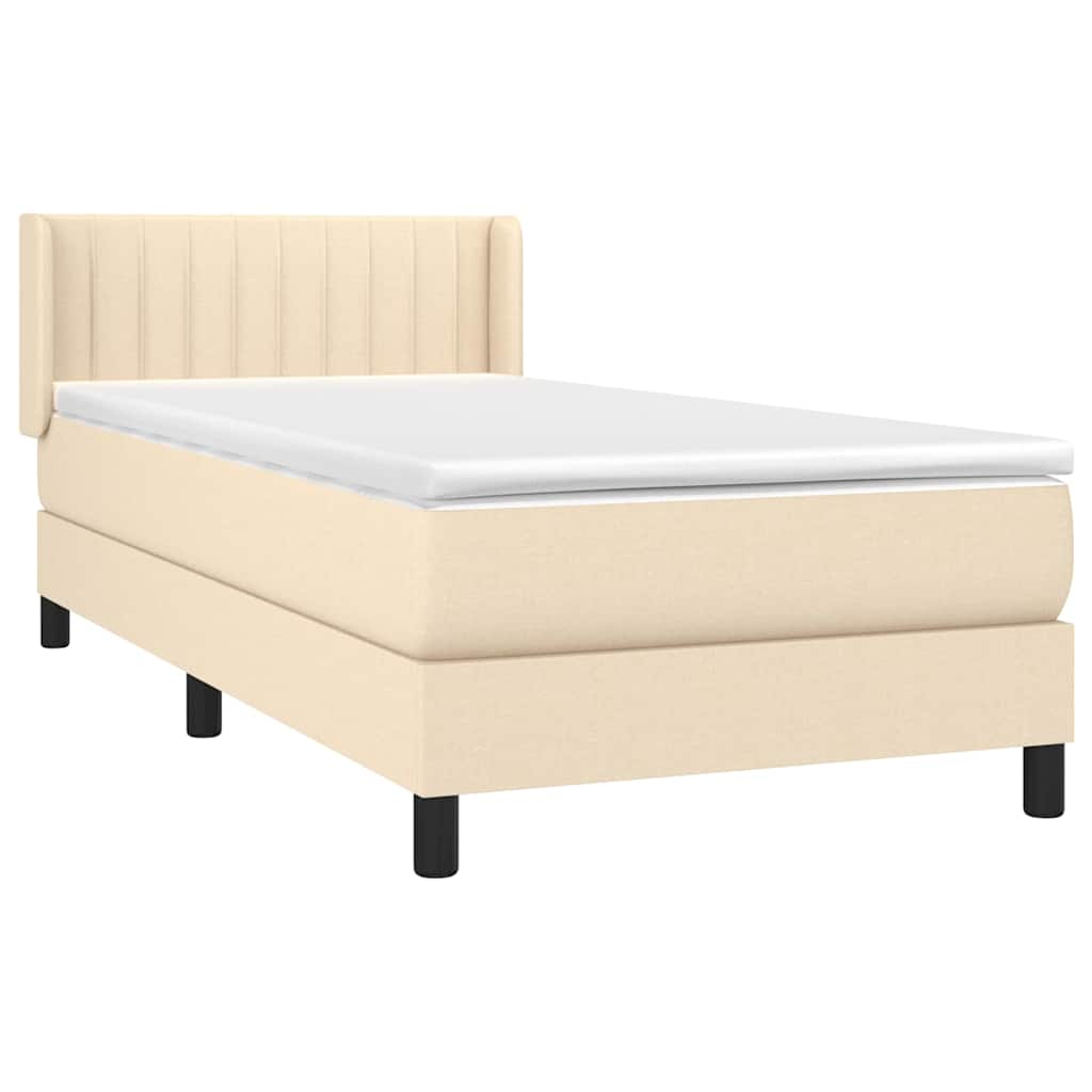 Krevet s oprugama i madracem krem 100 x 200 cm od tkanine