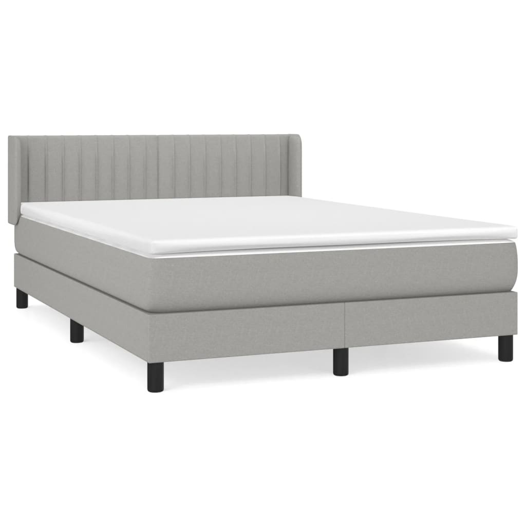 Krevet s oprugama i madracem svjetlosivi 140x190 cm od tkanine