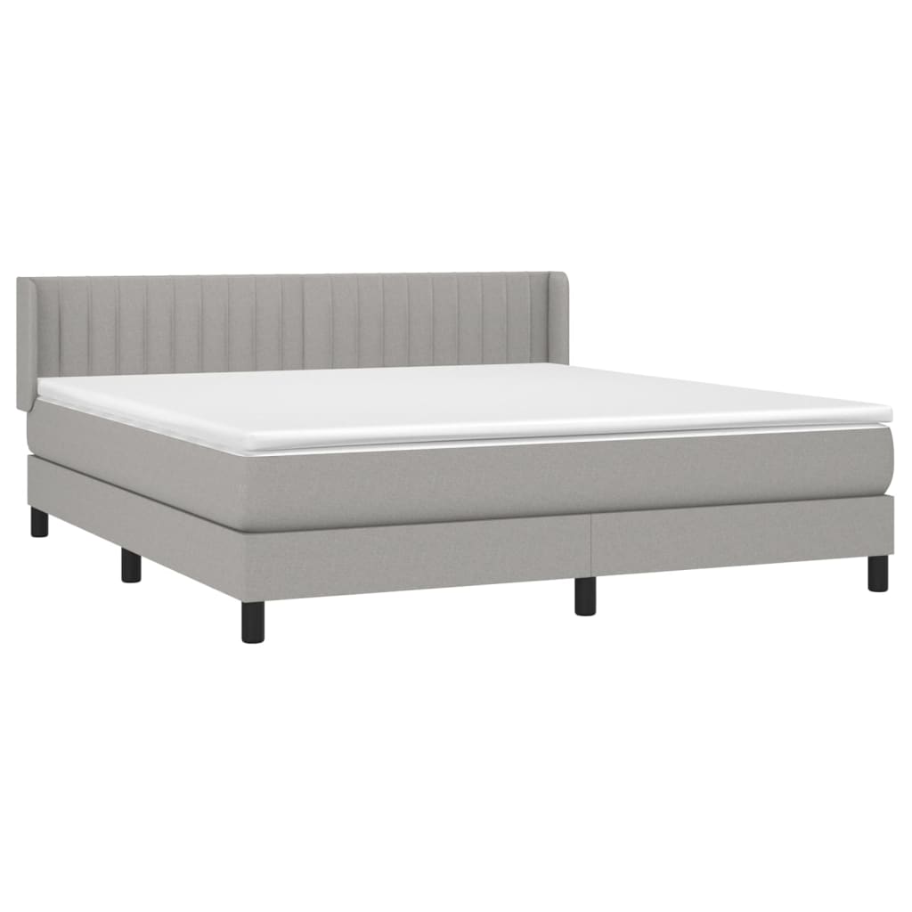 Krevet box spring s madracem svjetlosiva 160x200 cm tkanina