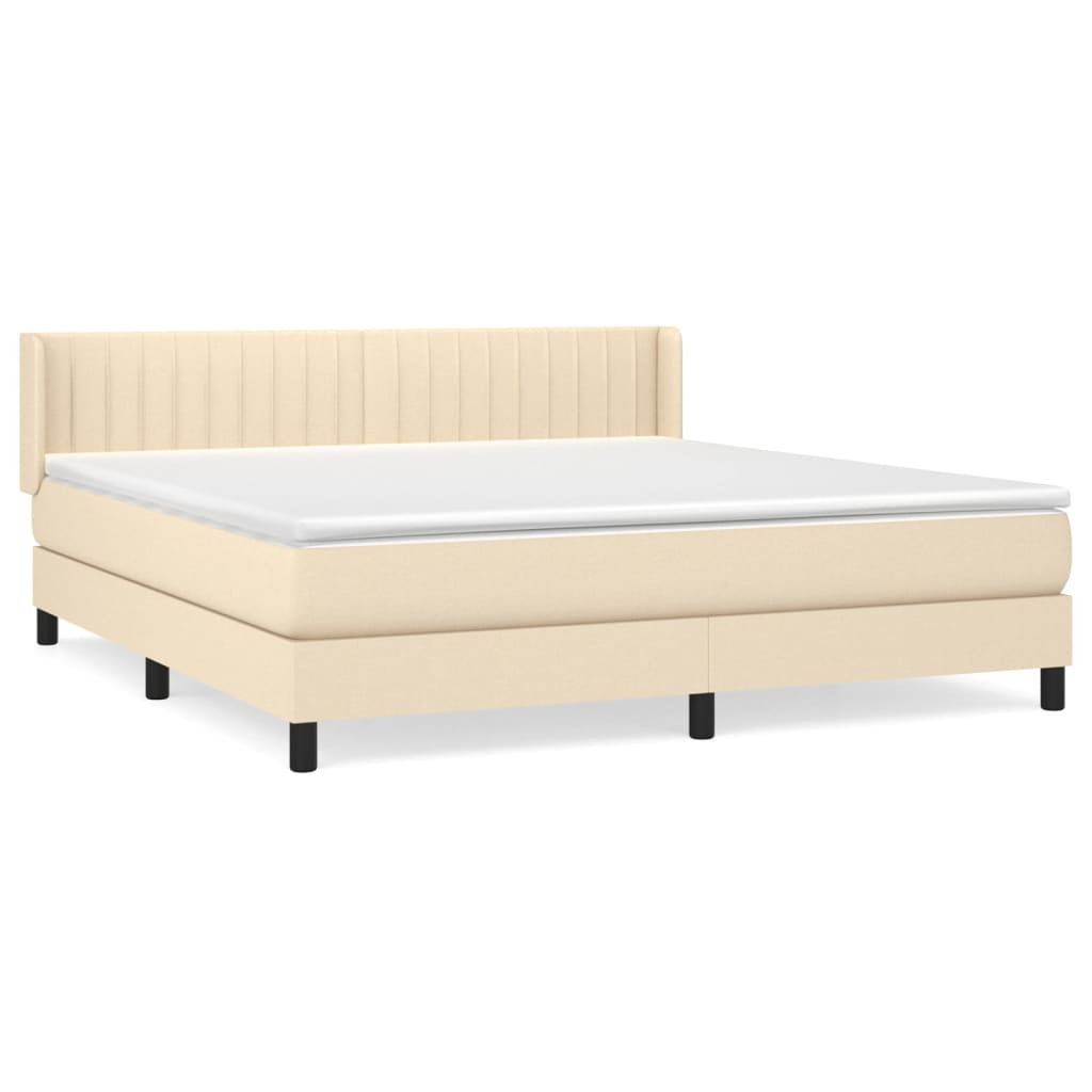Krevet s oprugama i madracem krem 160x200 cm od tkanine