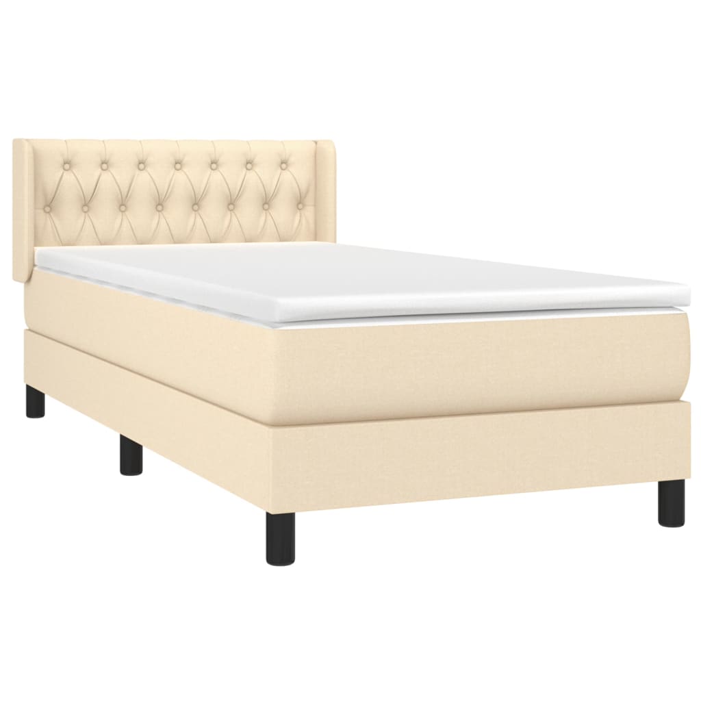 Krevet s oprugama i madracem krem 90 x 190 cm od tkanine