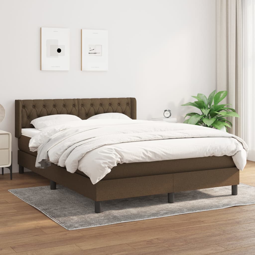Krevet s oprugama i madracem tamnosmeđi 140 x 190 cm od tkanine