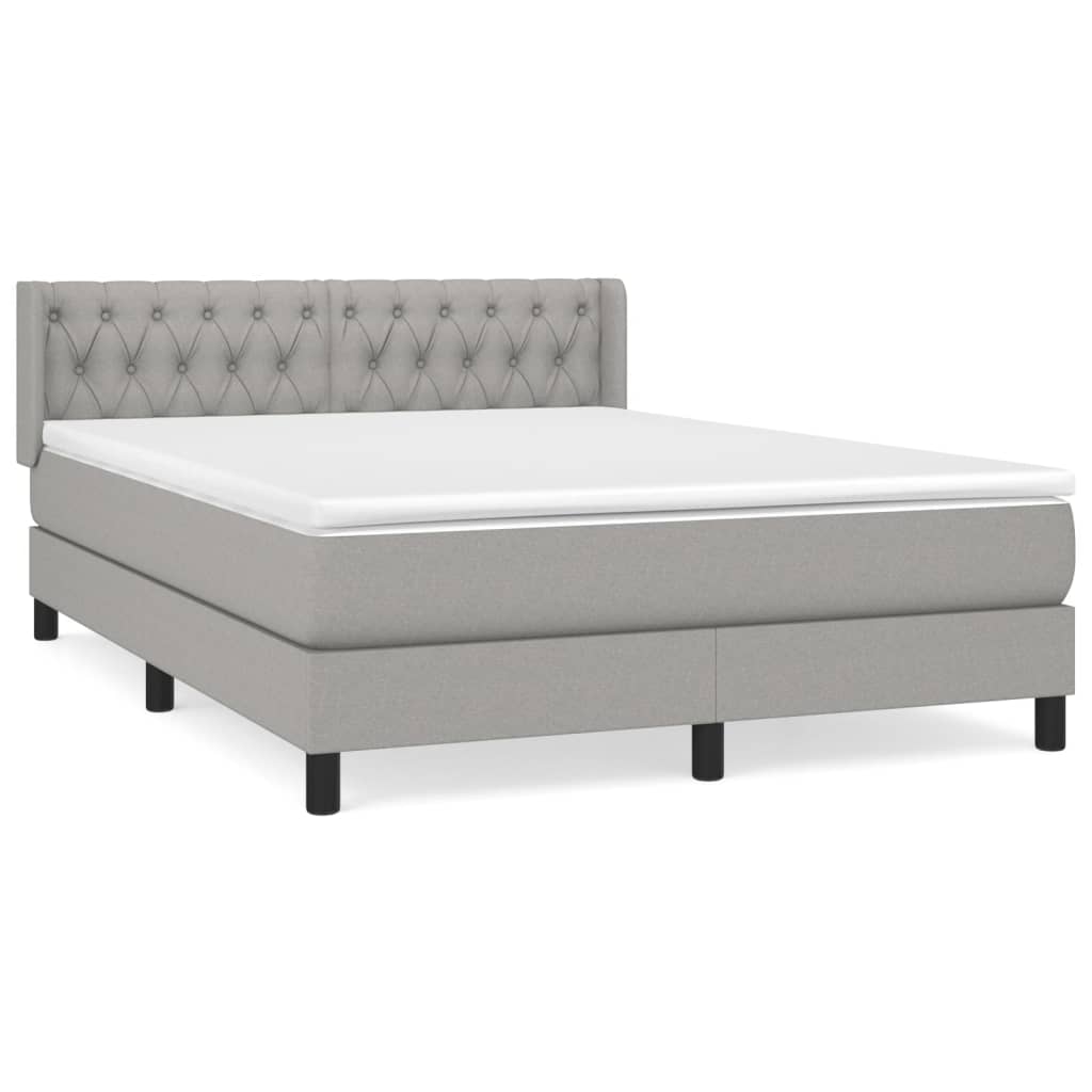 Krevet box spring s madracem svjetlosivi 140x200 cm od tkanine
