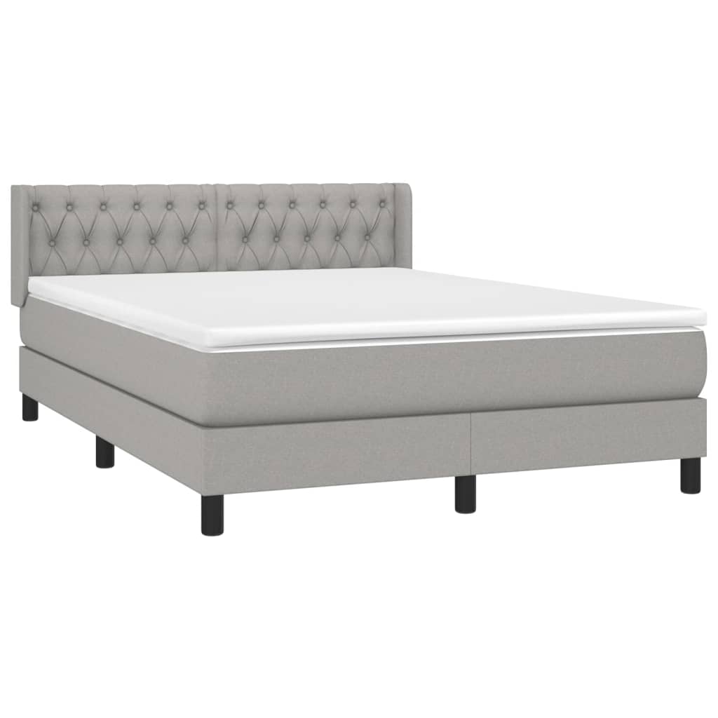 Krevet box spring s madracem svjetlosivi 140x200 cm od tkanine