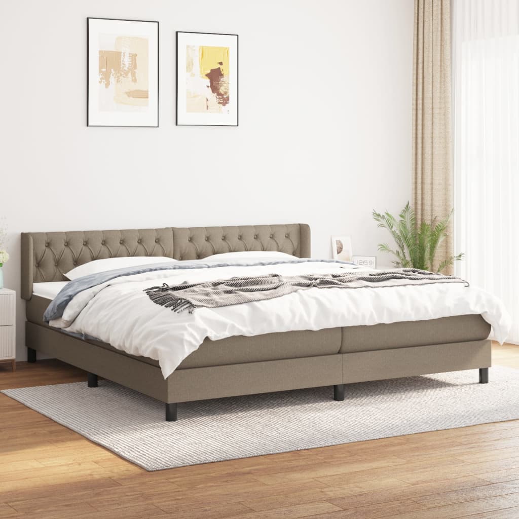 Krevet s oprugama i madracem smeđesivi 200x200 cm od tkanine