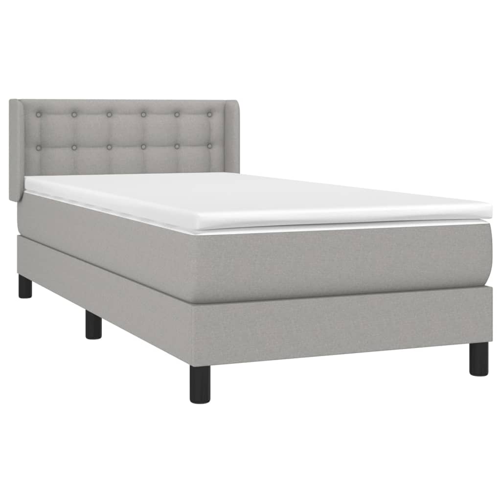 Box spring krevet s madracem svjetlosivi 90x190 cm od tkanine