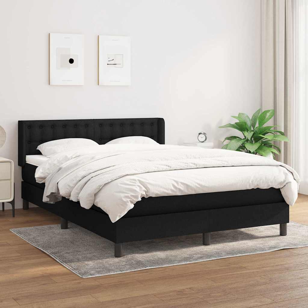 Krevet s oprugama i madracem crni 140 x 190 cm od tkanine