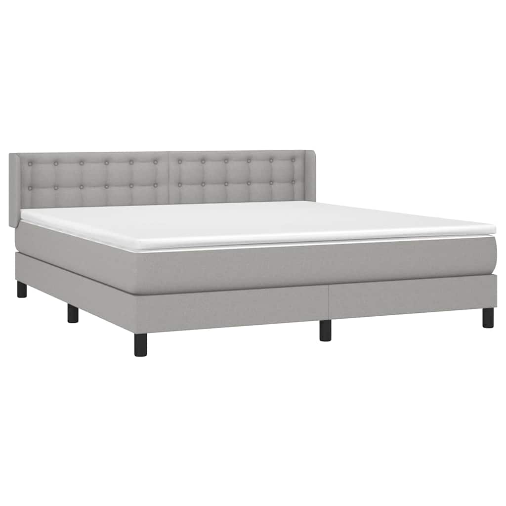 Krevet box spring s madracem svjetlosiva 160x200 cm tkanina