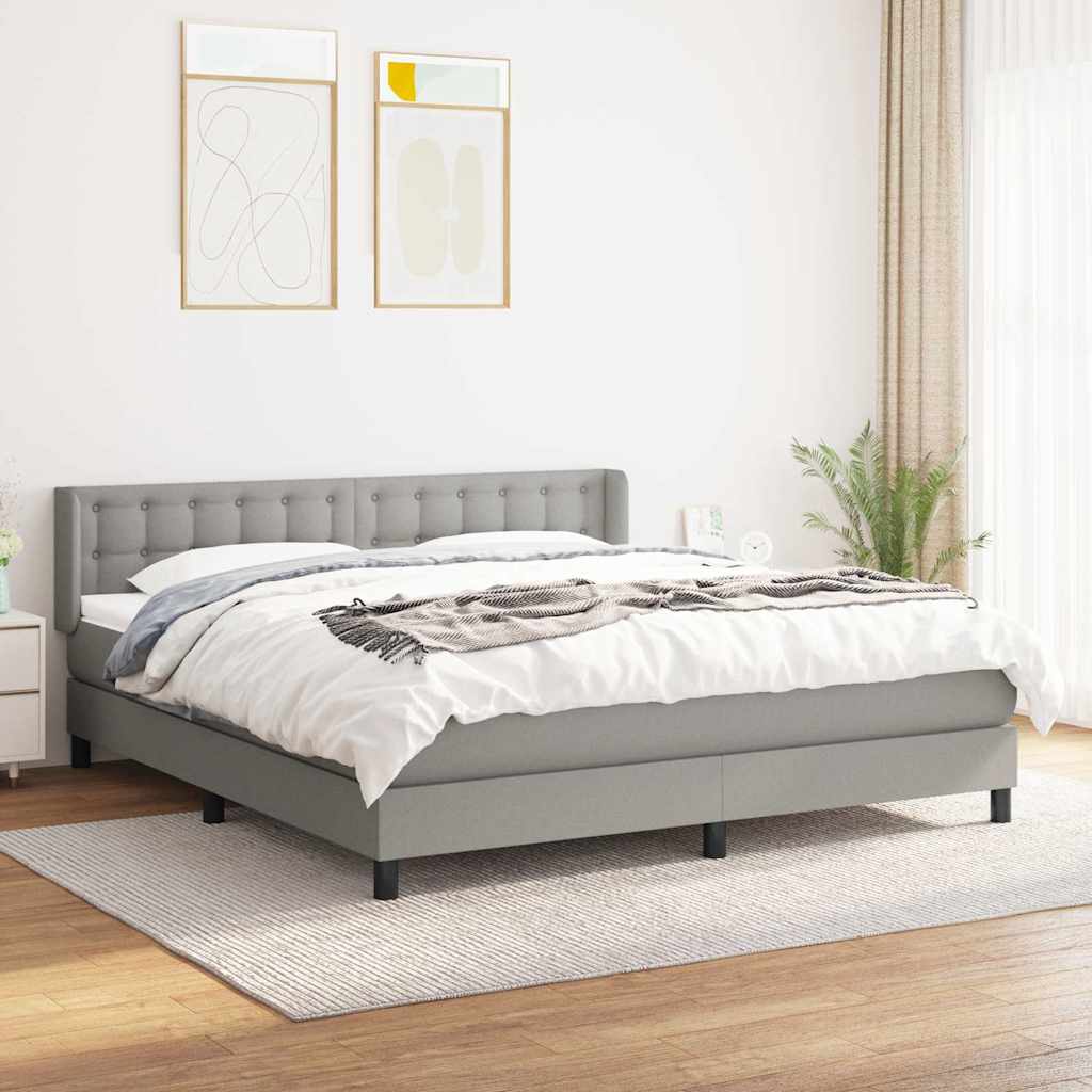 Krevet box spring s madracem svjetlosiva 160x200 cm tkanina