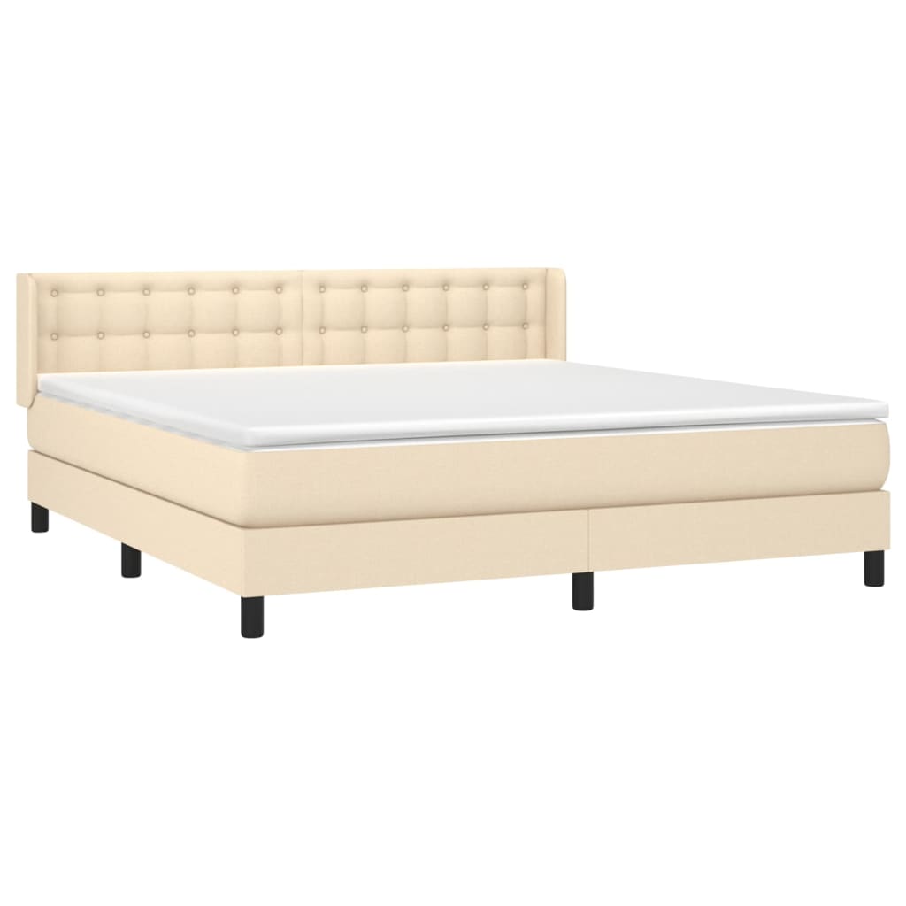 Krevet s oprugama i madracem krem 160x200 cm od tkanine
