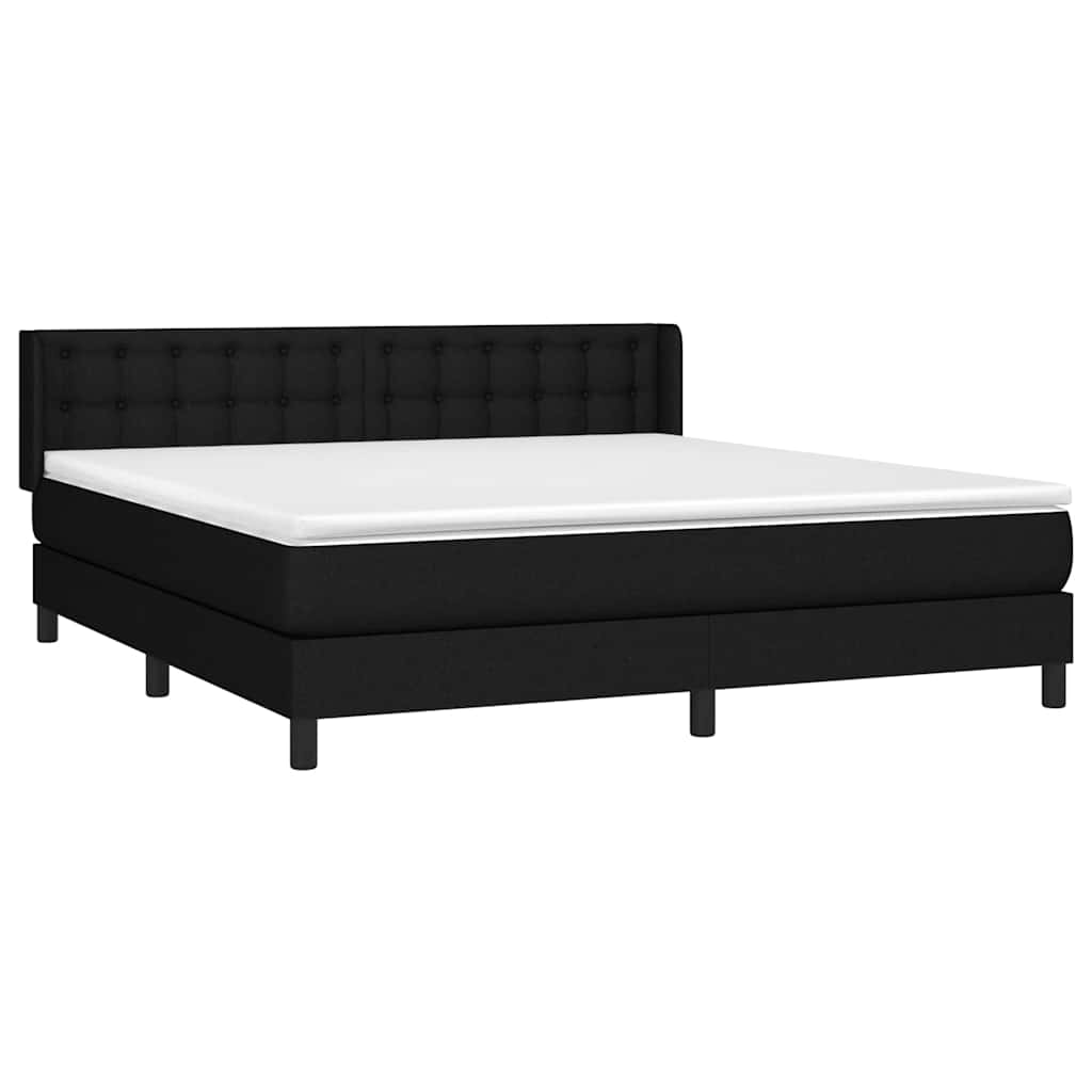 Krevet s oprugama i madracem crni 180x200 cm od tkanine
