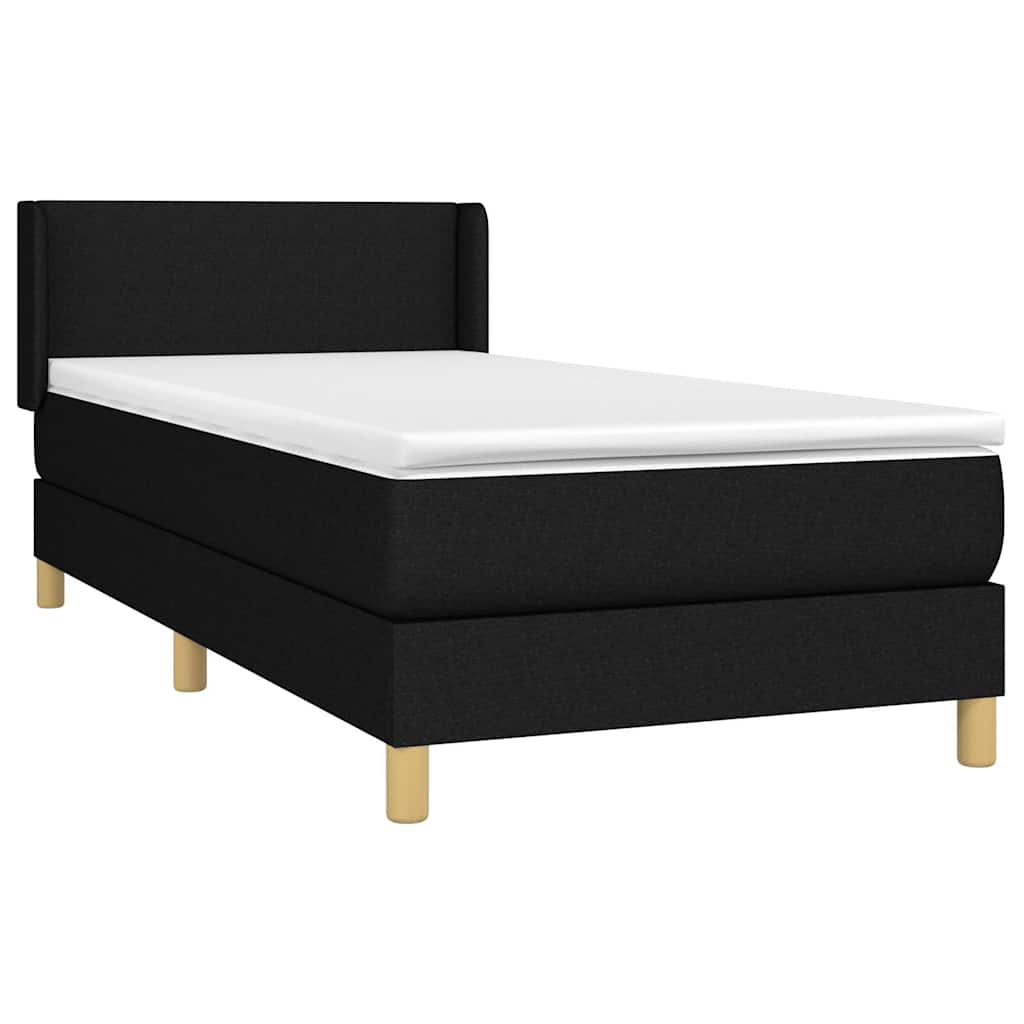Krevet s oprugama i madracem crni 90x200 cm od tkanine