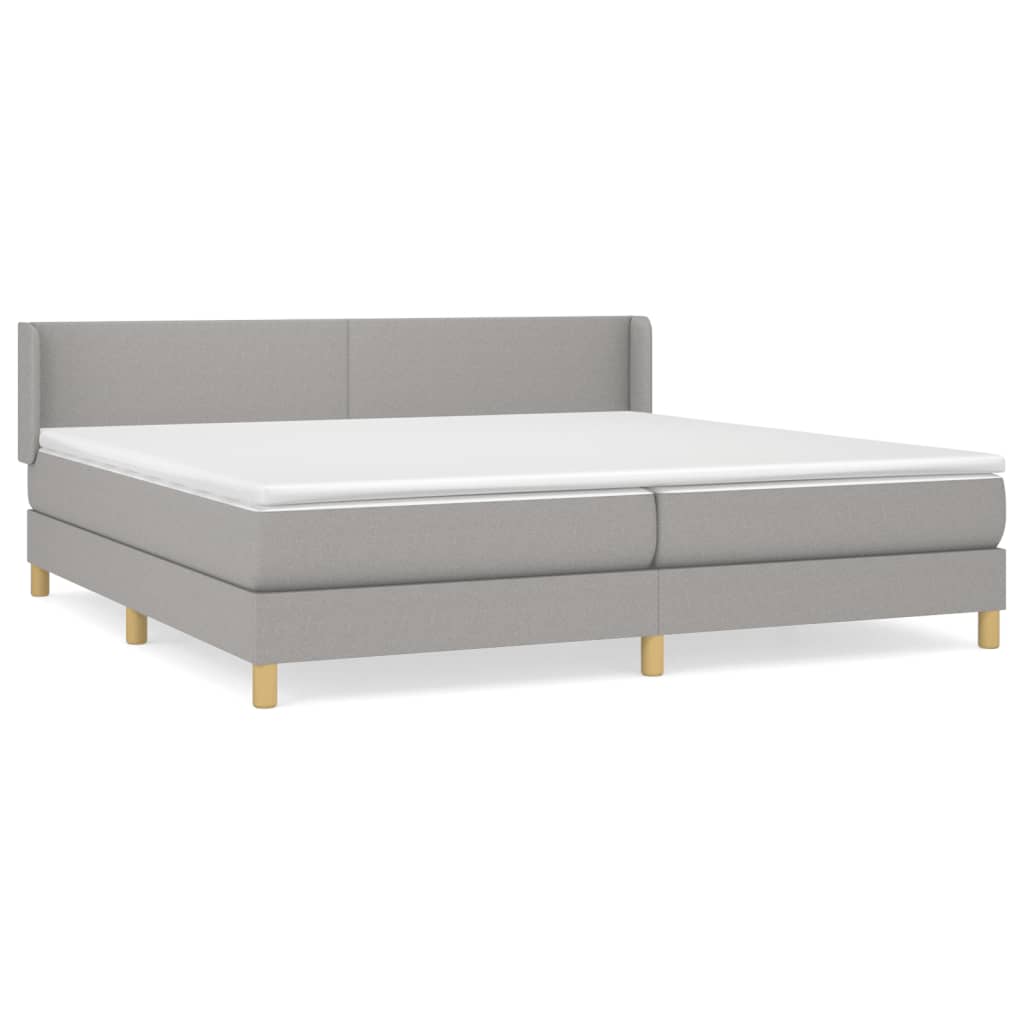 Krevet s oprugama i madracem svjetlosivi 200 x 200cm od tkanine