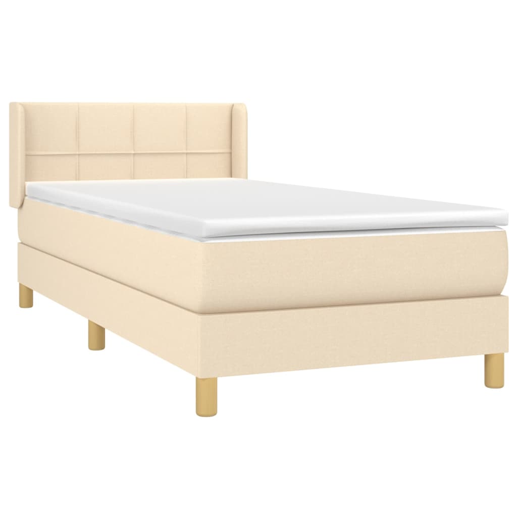 Krevet s oprugama i madracem krem 90 x 200 cm od tkanine