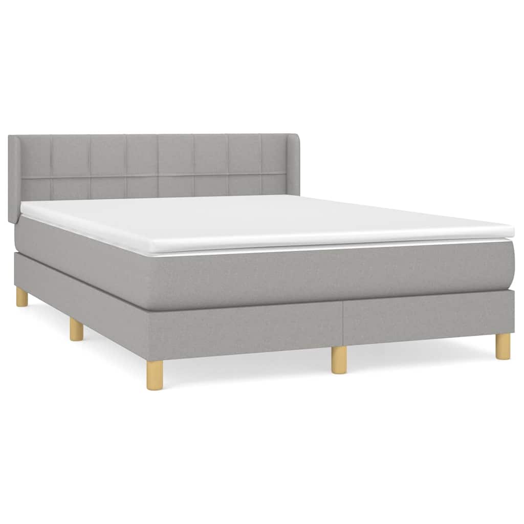 Krevet box spring s madracem svjetlosivi 140x200 cm od tkanine