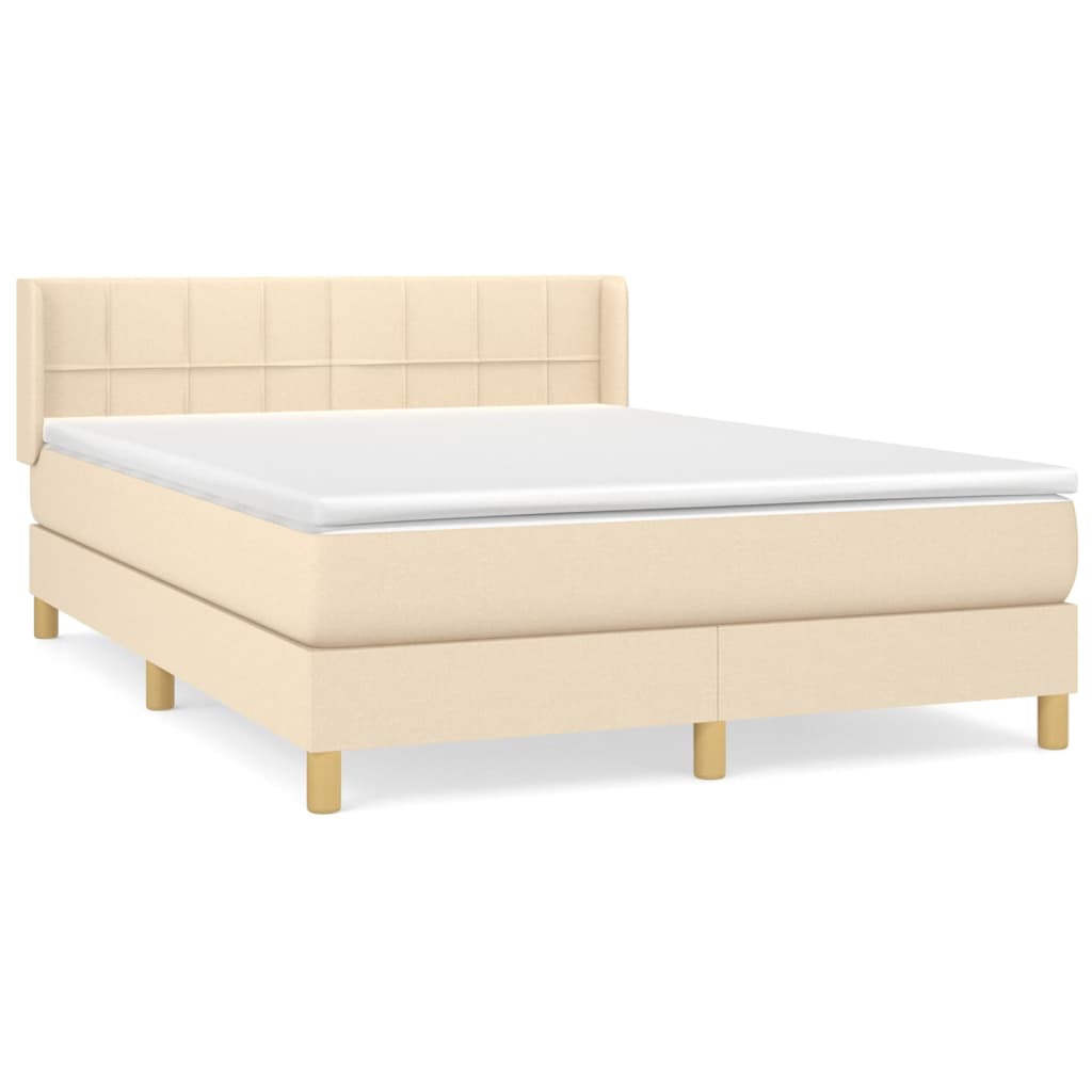 Krevet s oprugama i madracem krem 140x200 cm od tkanine