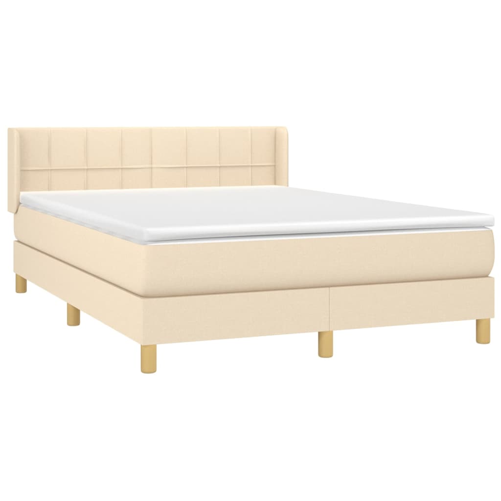 Krevet s oprugama i madracem krem 140x200 cm od tkanine