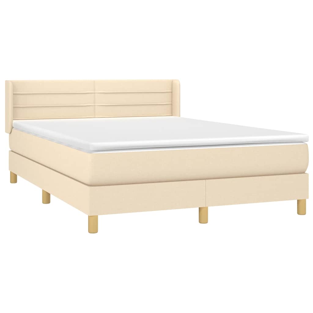 Krevet s oprugama i madracem krem 140 x 190 cm od tkanine