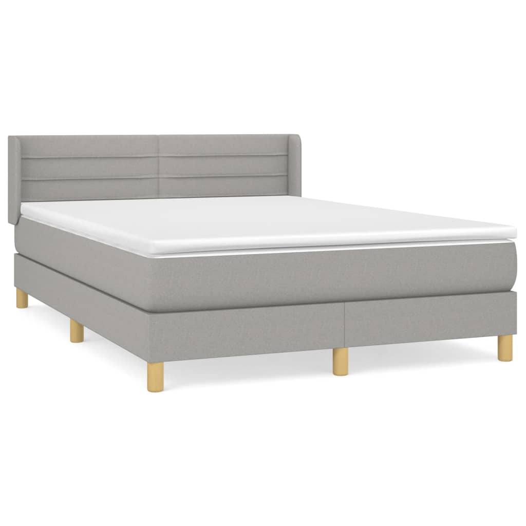 Krevet box spring s madracem svjetlosivi 140x200 cm od tkanine