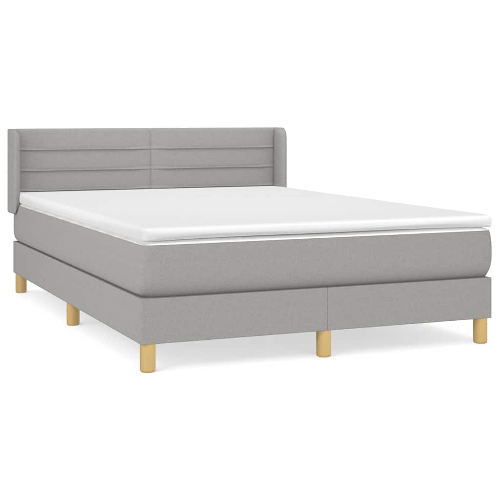 Krevet box spring s madracem svjetlosivi 140x200 cm od tkanine