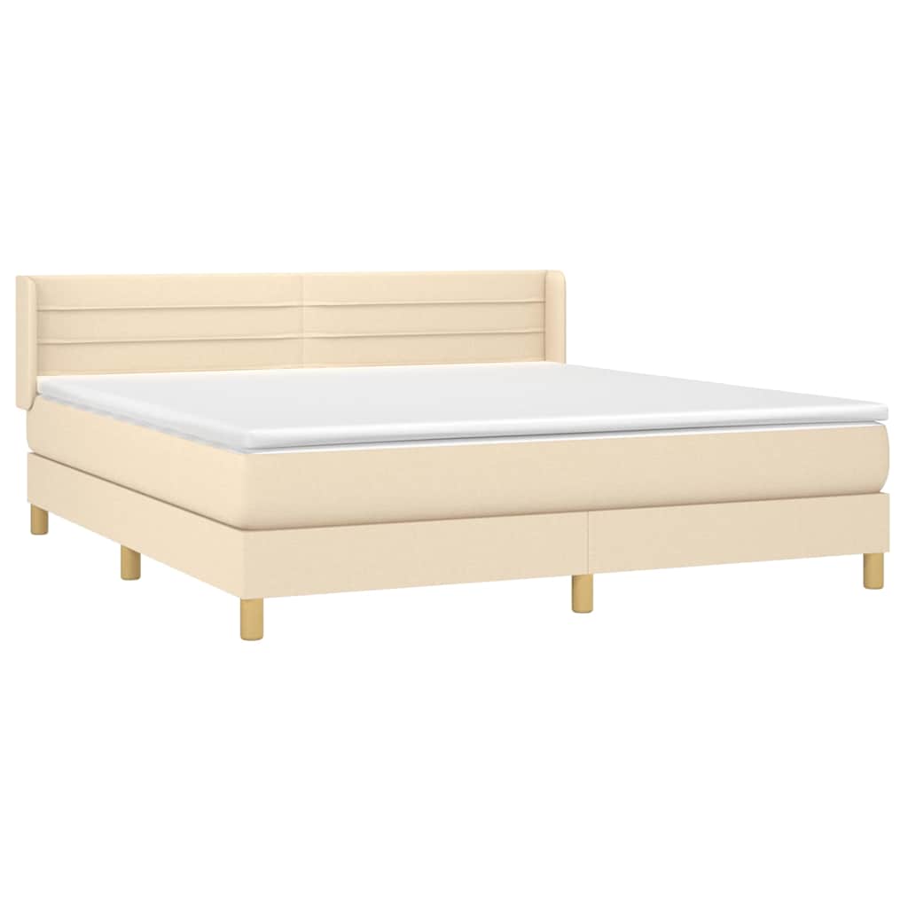 Krevet s oprugama i madracem krem 160x200 cm od tkanine