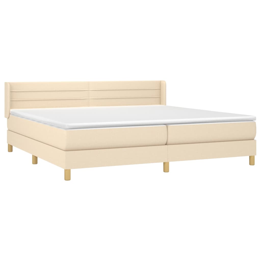 Krevet s oprugama i madracem krem 200 x 200 cm od tkanine