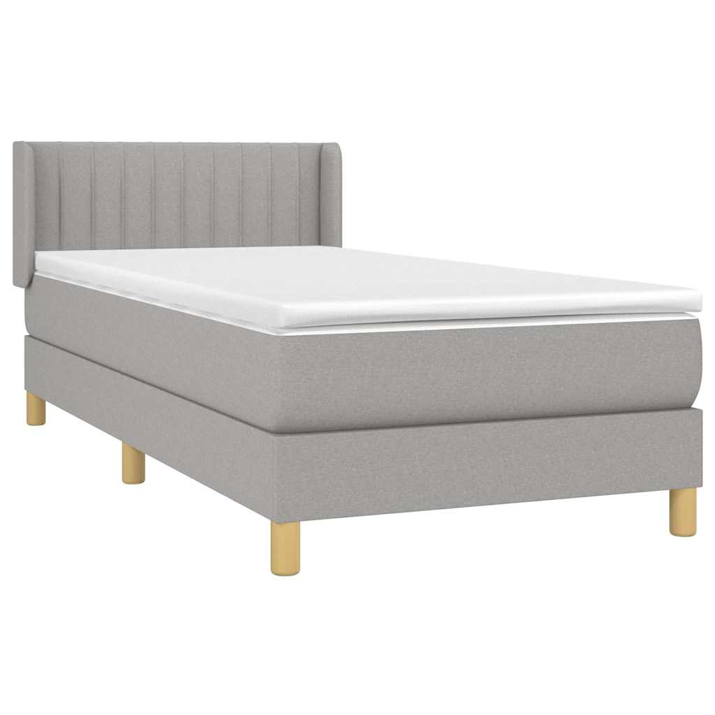 Box spring krevet s madracem svjetlosivi 90x190 cm od tkanine