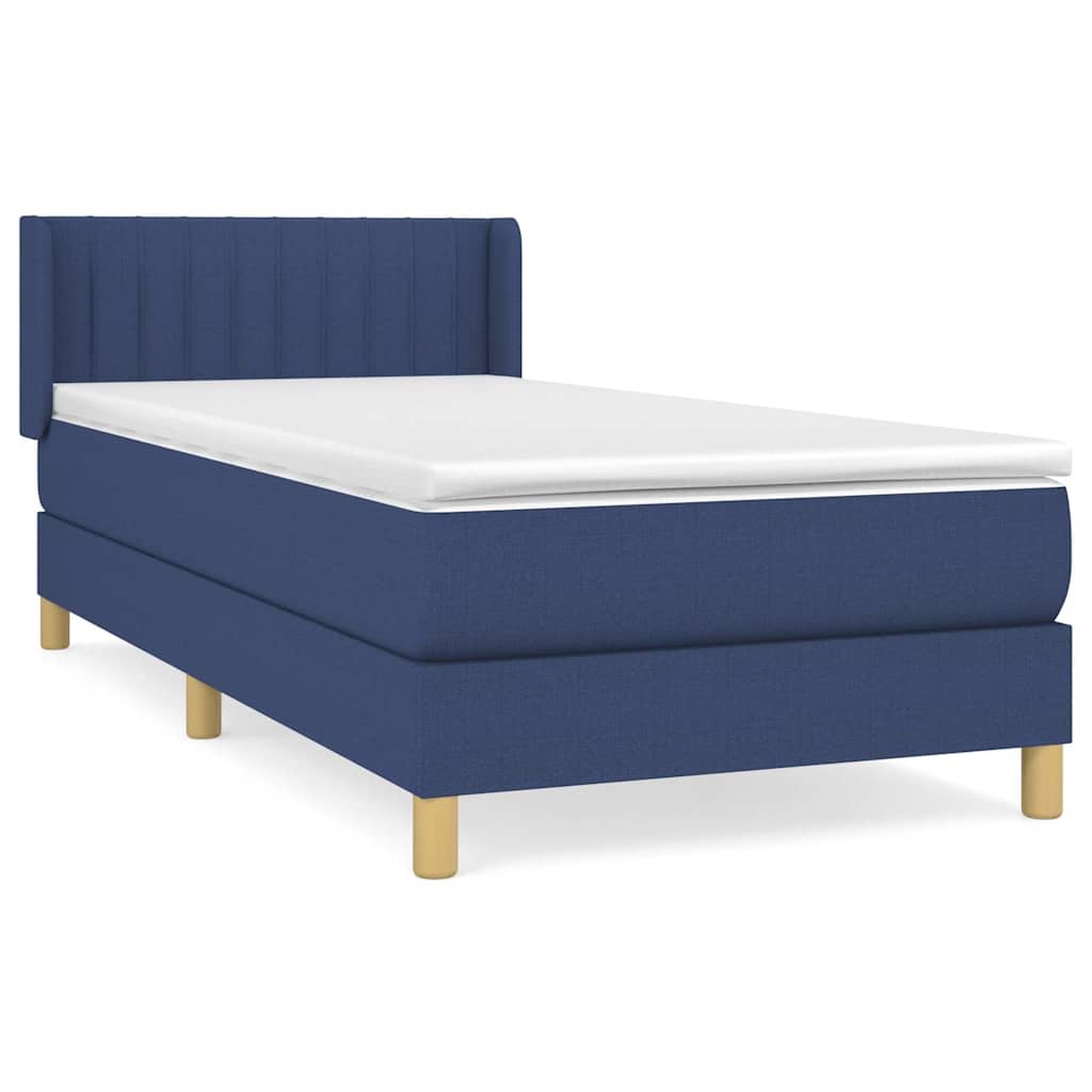Krevet s oprugama i madracem plavi 90 x 190 cm od tkanine
