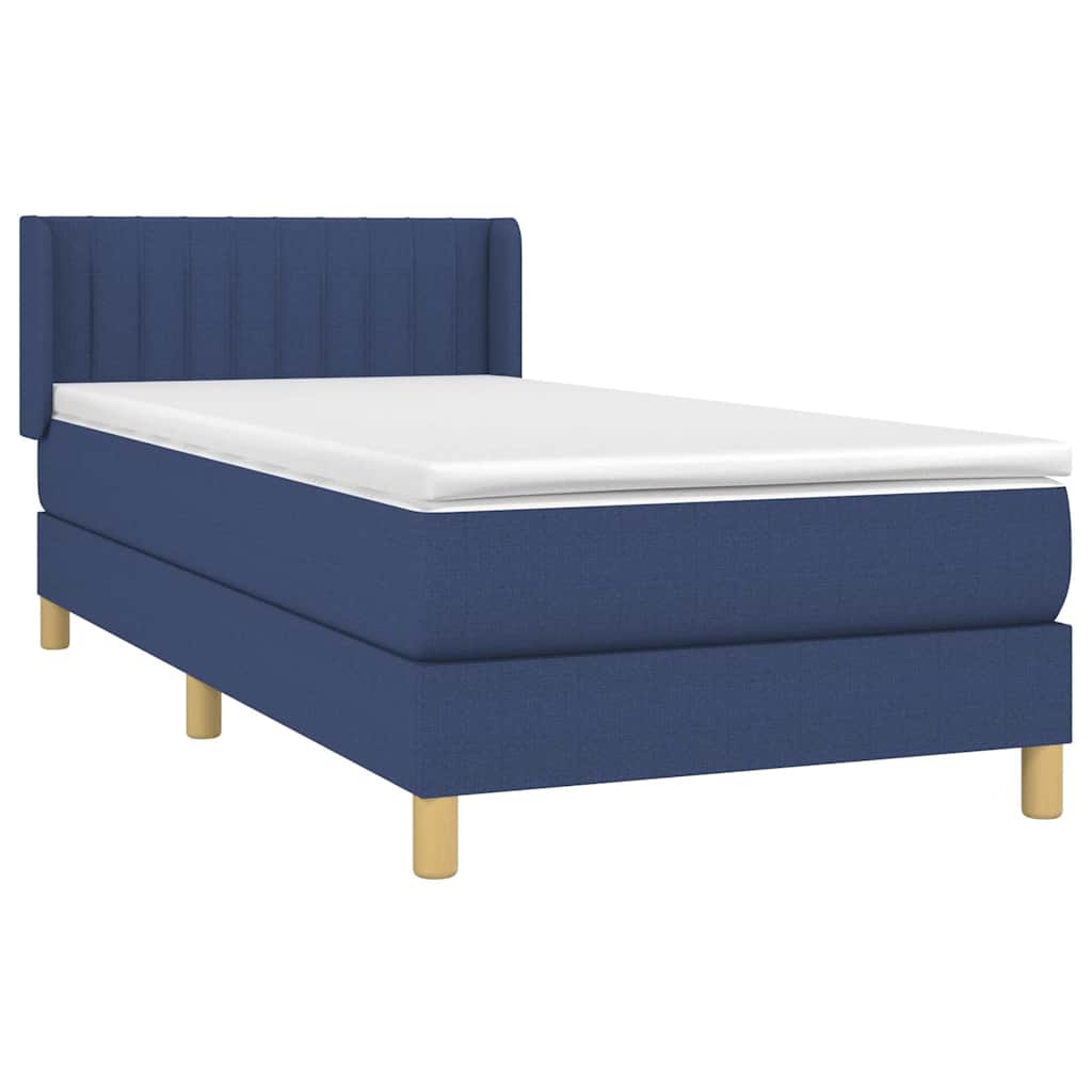 Krevet s oprugama i madracem plavi 90 x 190 cm od tkanine