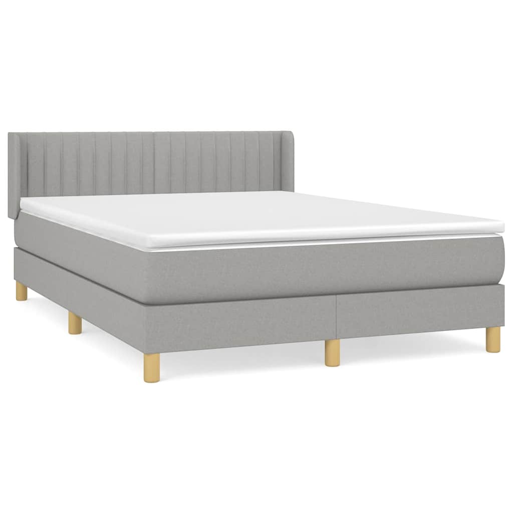 Krevet s oprugama i madracem svjetlosivi 140x190 cm od tkanine