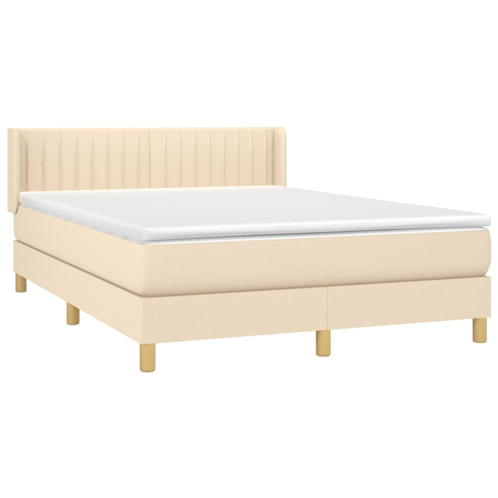 Krevet s oprugama i madracem krem 140 x 190 cm od tkanine