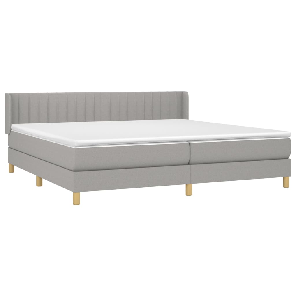 Krevet s oprugama i madracem svjetlosivi 200 x 200cm od tkanine