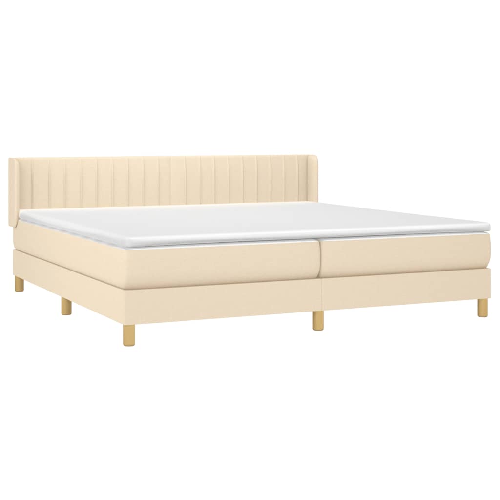 Krevet s oprugama i madracem krem 200 x 200 cm od tkanine