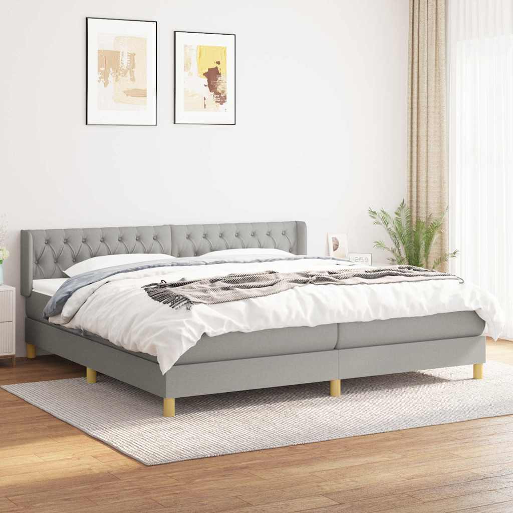 Krevet s oprugama i madracem svjetlosivi 200 x 200cm od tkanine