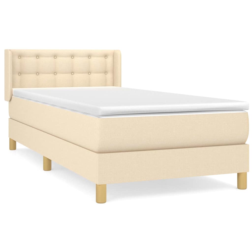 Krevet s oprugama i madracem krem 90 x 190 cm od tkanine