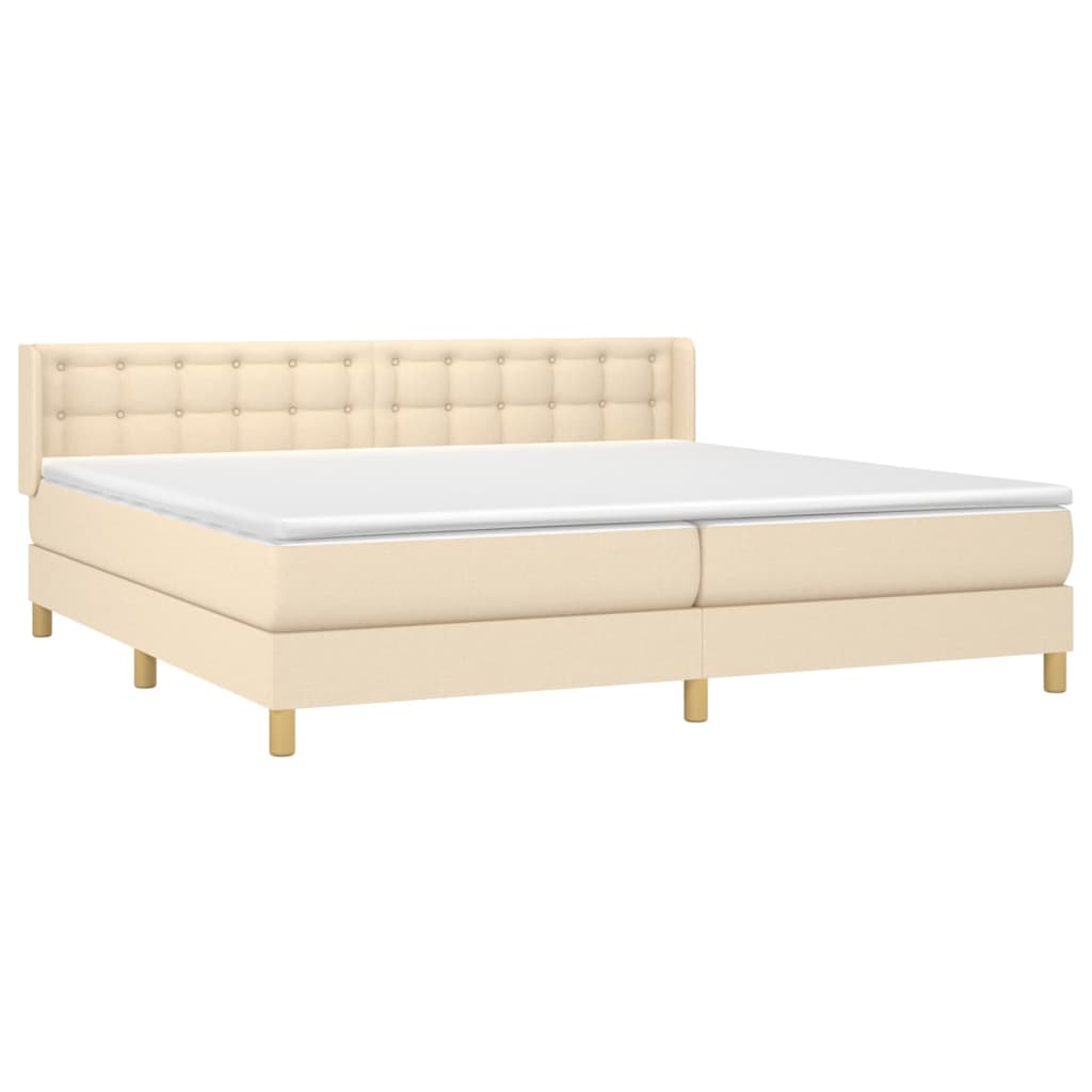 Krevet s oprugama i madracem krem 160x200 cm od tkanine