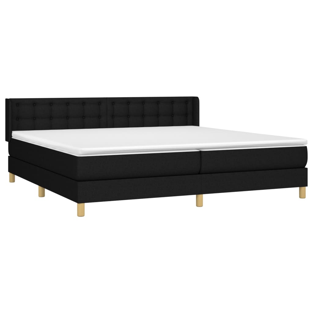 Krevet s oprugama i madracem crni 200x200 cm od tkanine