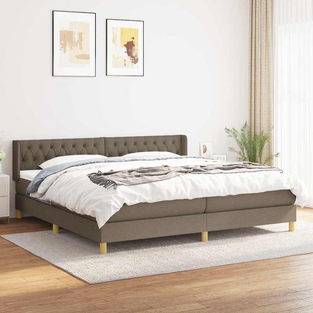 Krevet s oprugama i madracem smeđesivi 200x200 cm od tkanine