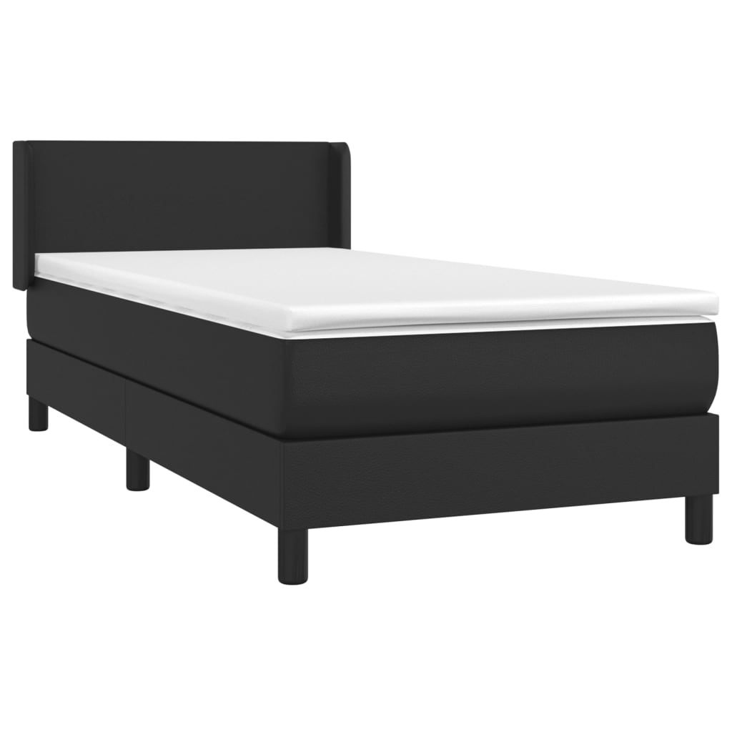 Krevet s oprugama i madracem crni 90 x 200 cm od umjetne kože