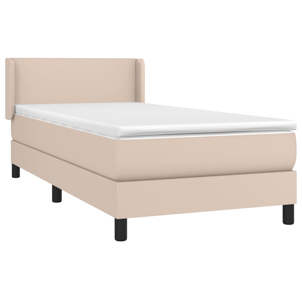 Krevet s oprugama i madrac cappuccino 90x200 cm od umjetne kože