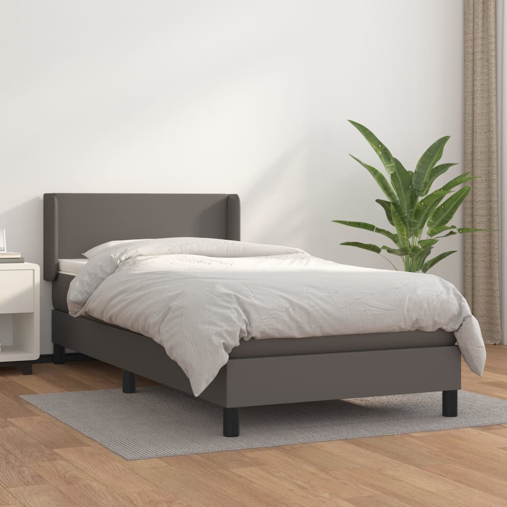 Krevet s oprugama i madracem sivi 100x200 cm od umjetne kože
