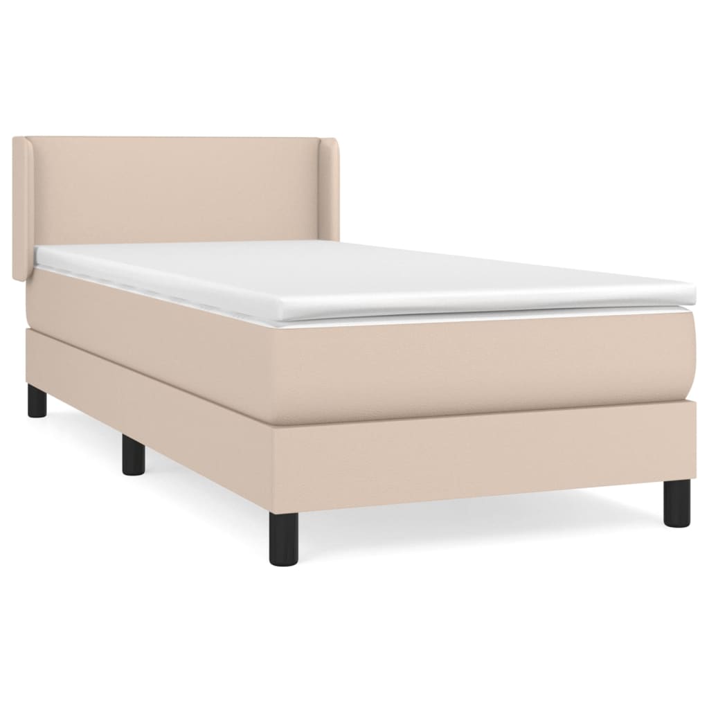 Krevet s oprugama i madrac cappuccino 100x200cm od umjetne kože