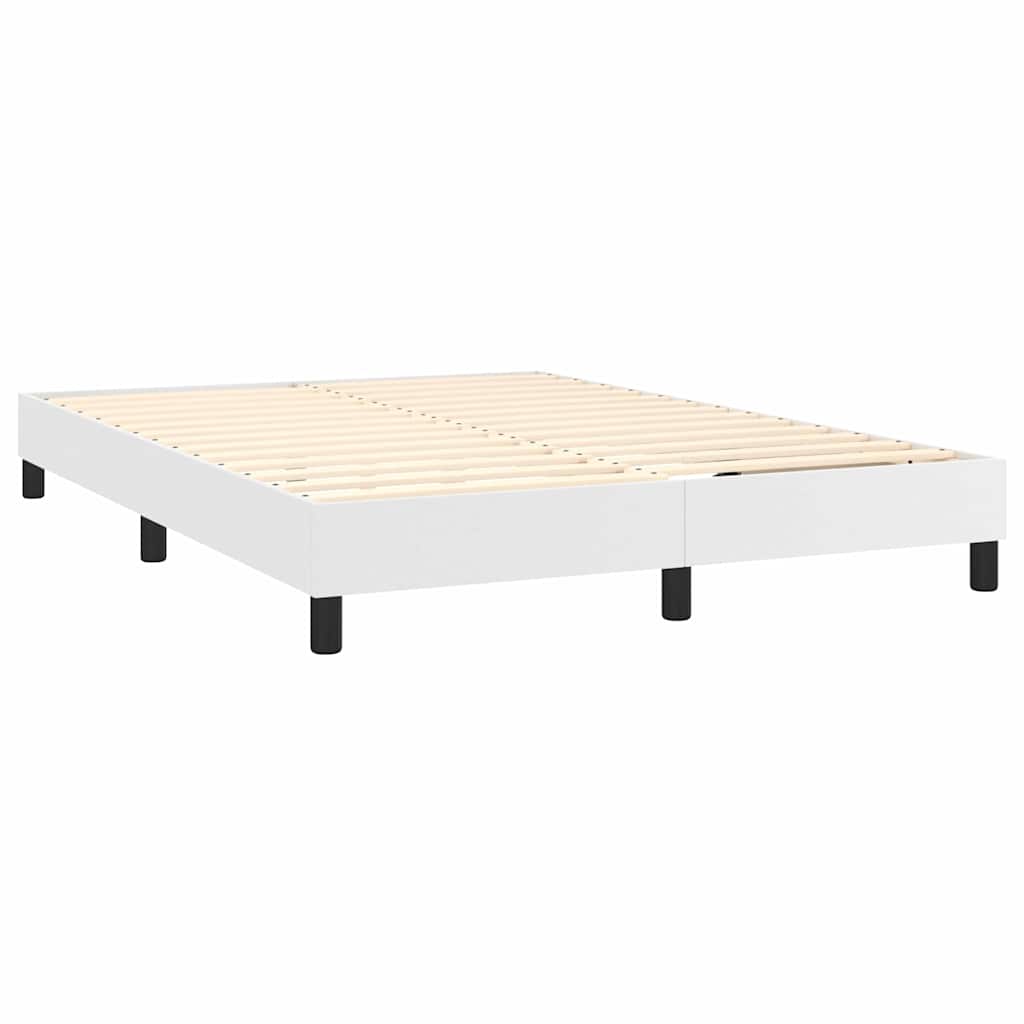 Krevet s oprugama i madracem bijeli 140x200 cm od umjetne kože