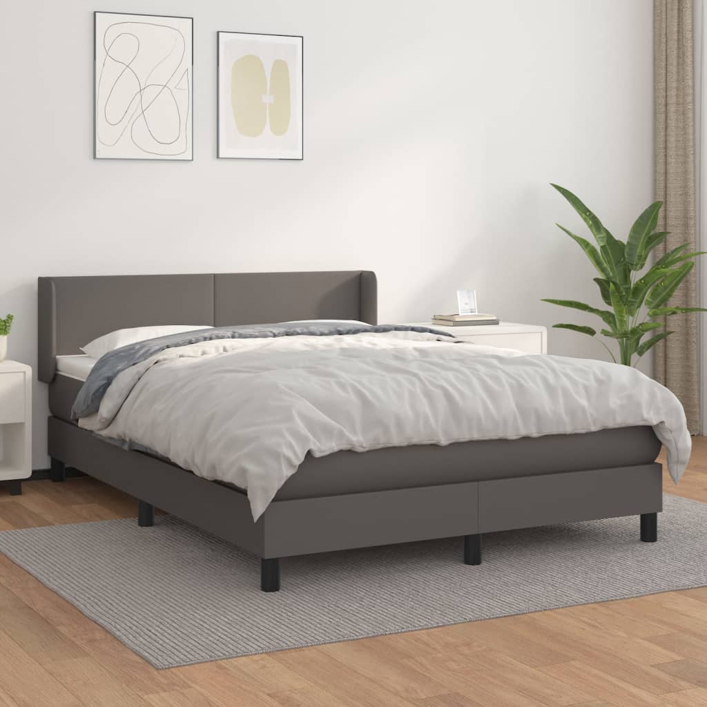 Krevet s oprugama i madracem sivi 140x200 cm od umjetne kože