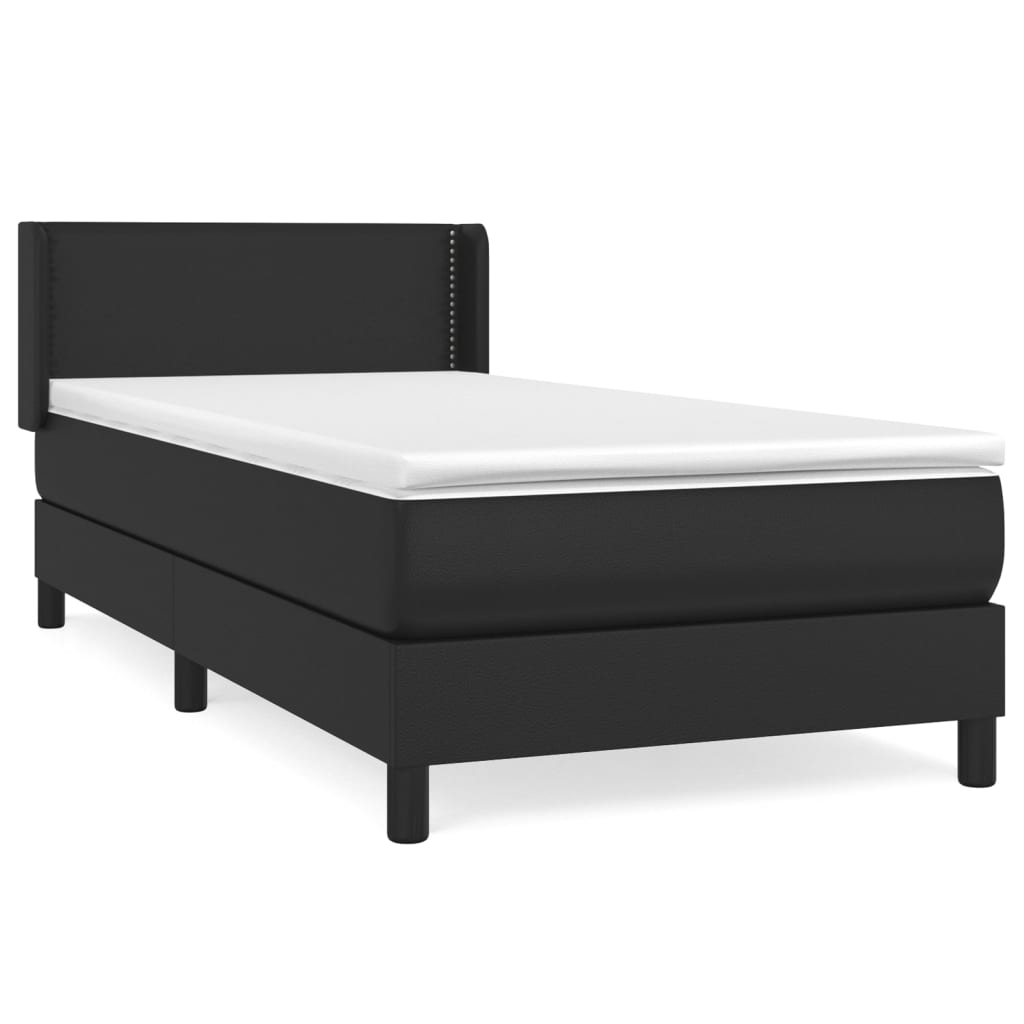 Krevet s oprugama i madracem crni 90x190 cm od umjetne kože