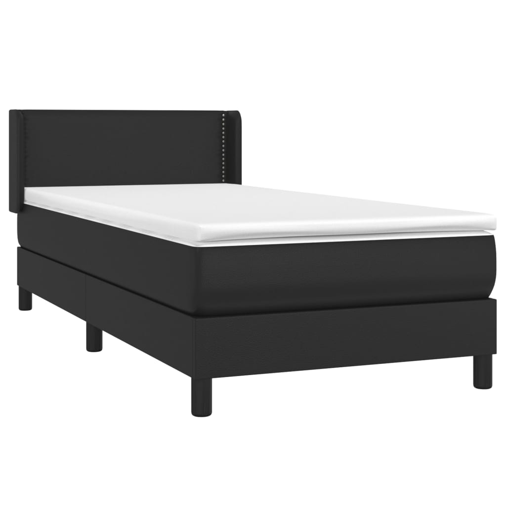 Krevet s oprugama i madracem crni 100x200 cm od umjetne kože