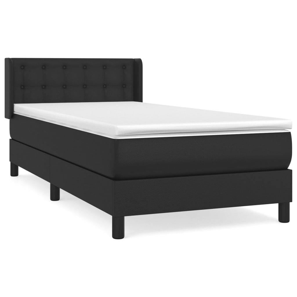 Krevet s oprugama i madracem crni 90x190 cm od umjetne kože