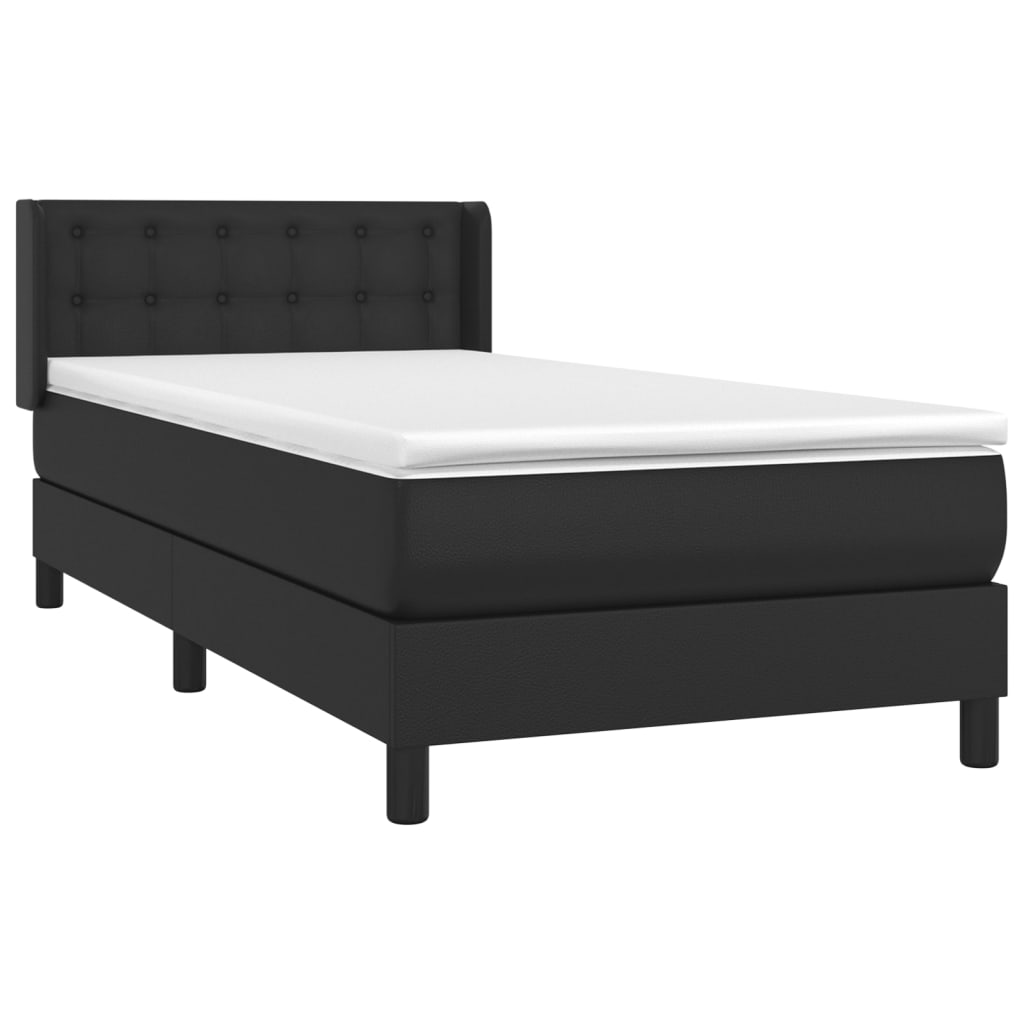 Krevet s oprugama i madracem crni 90x190 cm od umjetne kože